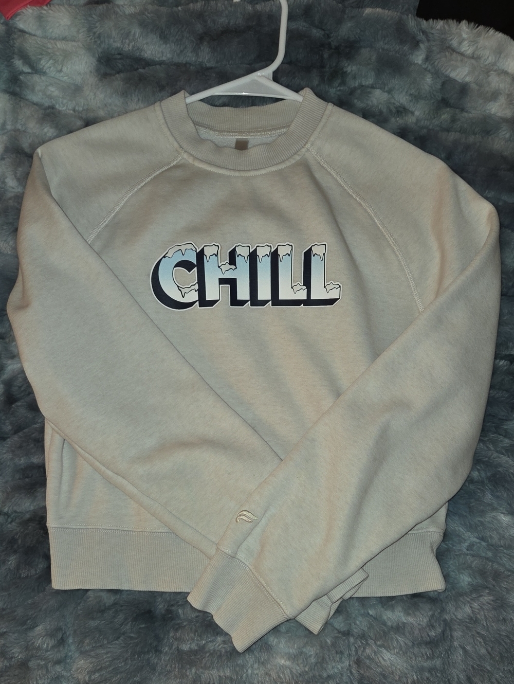 Fabletics CHILL Graphic Crewneck Sweatshirt - Heather Oat XS
